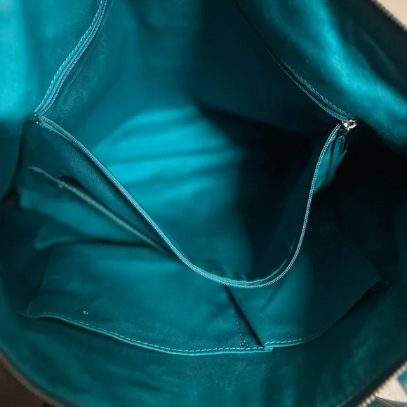 Fossil Sydney leather tote bag turquoise/teal pre owned - Picture 13 of 16